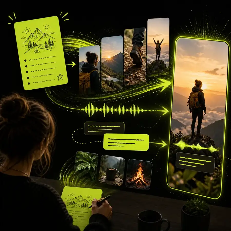 Creator using a visual prompt to shape a new video